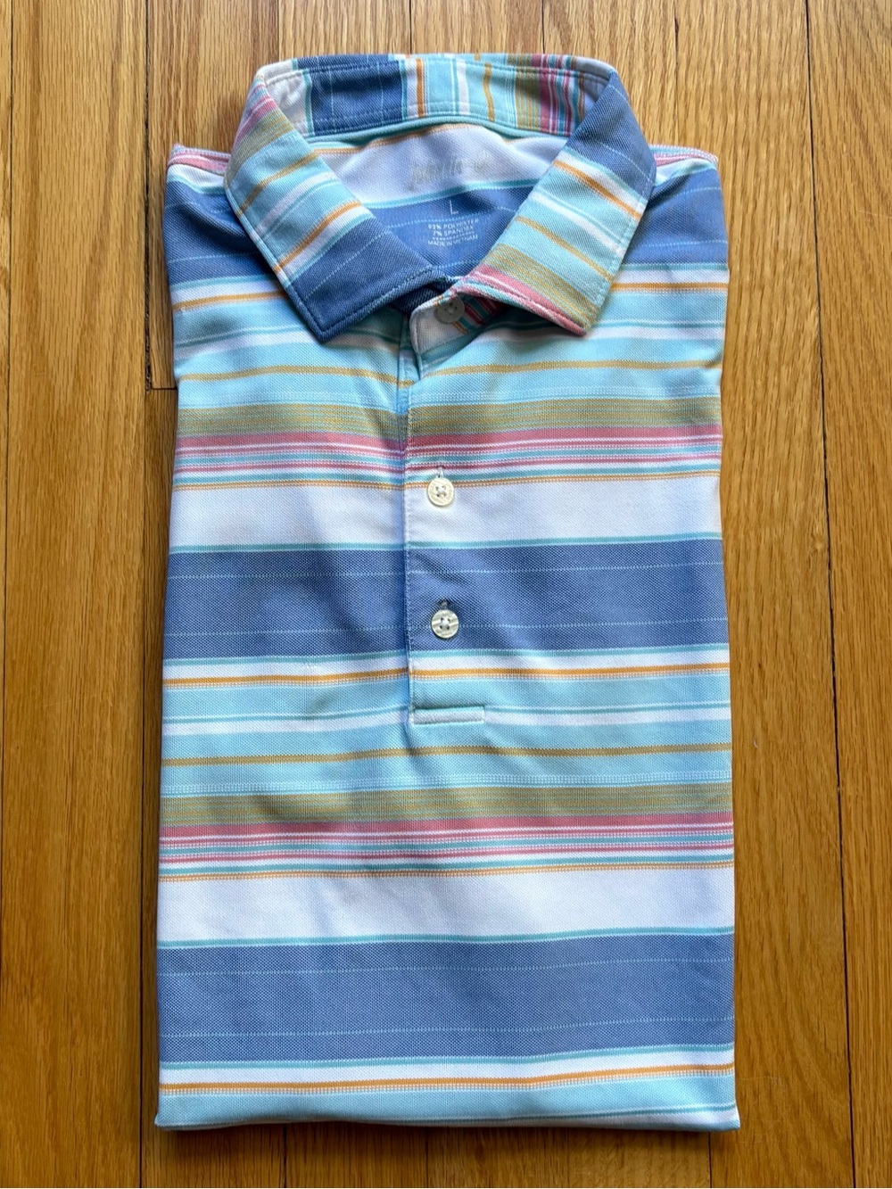 Johnnie-O Men’s Short Sleeve Performance Polo Shirt Large Multicolor Stripes